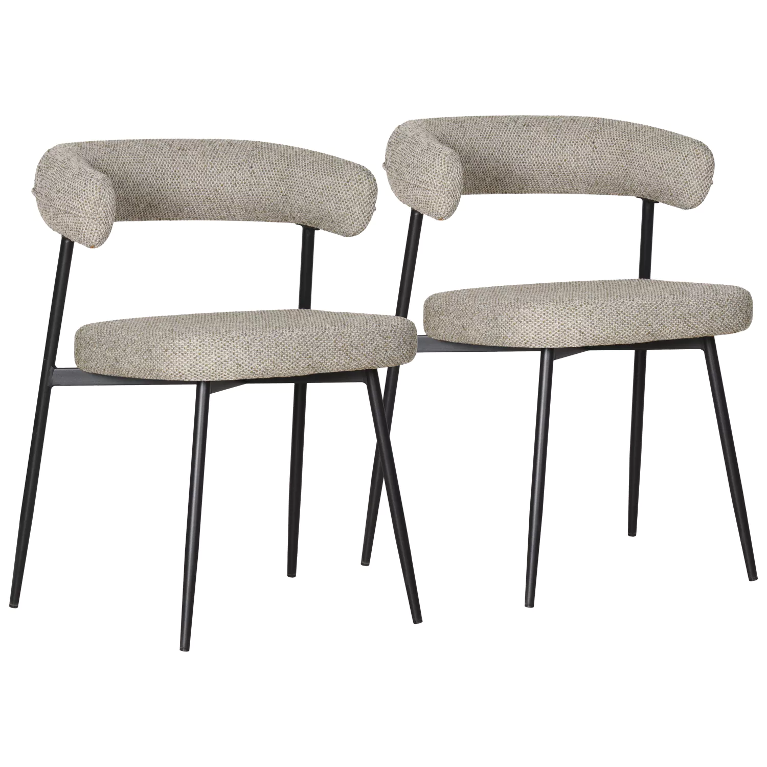 Lot de 2 chaises en tissu vert chiné THEA