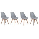 Conjunto de 4 cadeiras escandinavas cinzentas NORA com almofada