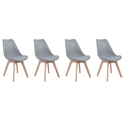 Lot de 4 chaises scandinaves NORA grises avec coussin