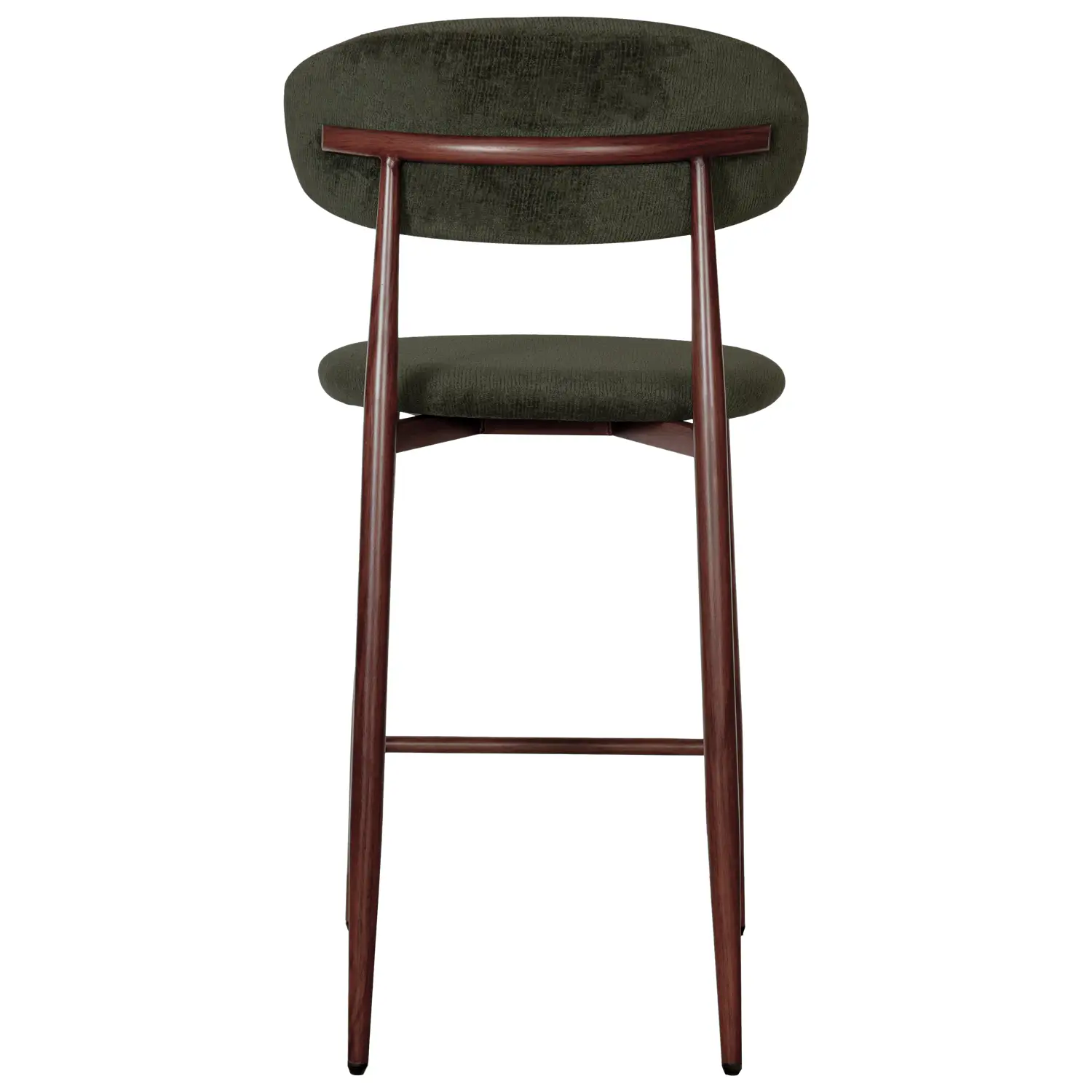 Lot de 2 tabourets de bar kaki et métal effet bois foncé