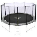 Pack Premium Trampoline 430cm réversible rose / gris MELBOURNE + filet, échelle, bâche et kit d'ancrage