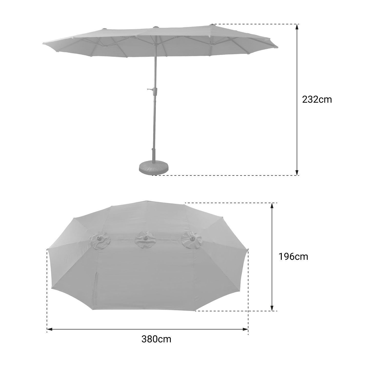 Dubbele parasol 2x4m LINAI taupe
