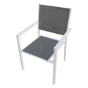Ausziehbare Gartenmöbel FIRENZE aus grauem Textilene 8-Sitzer - Weißaluminium