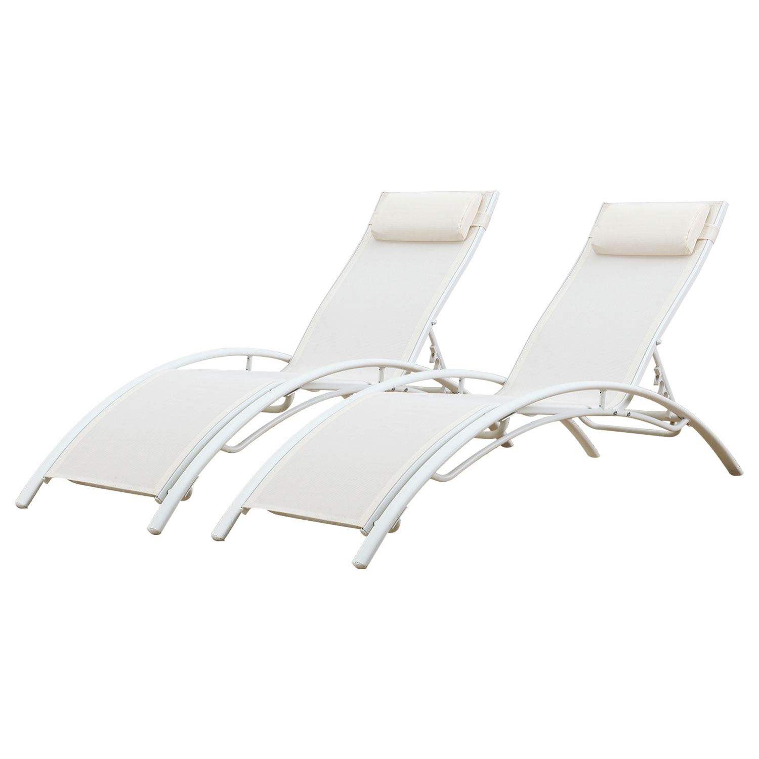 Conjunto de 2 cadeiras de convés GALAPAGOS de textil branco - alumínio branco