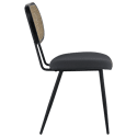 Satz von 2 Stühlen aus Rohrgeflecht und grauem Schlingenstoff ELENA