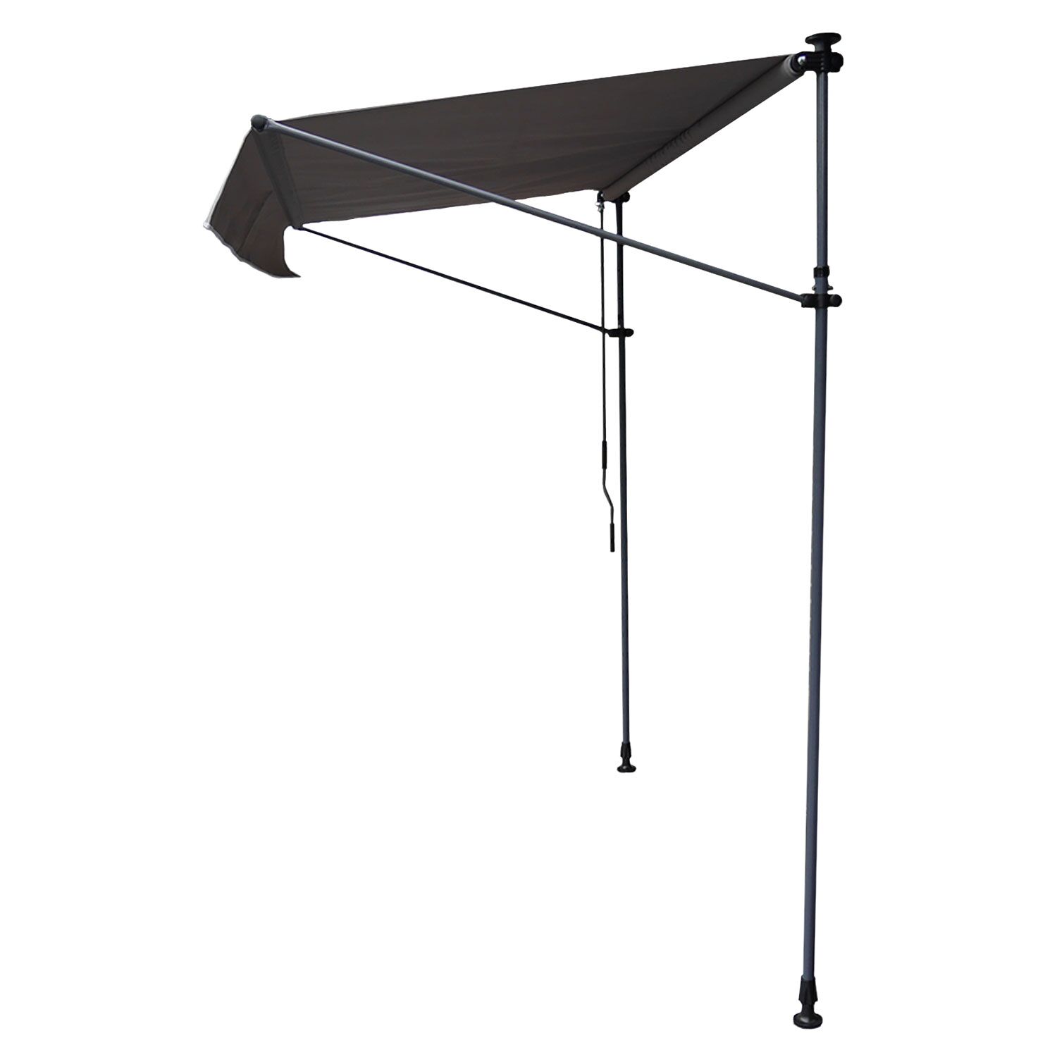 Store banne pour balcon CHENE 2 × 1,2m - Toile anthracite et structure grise