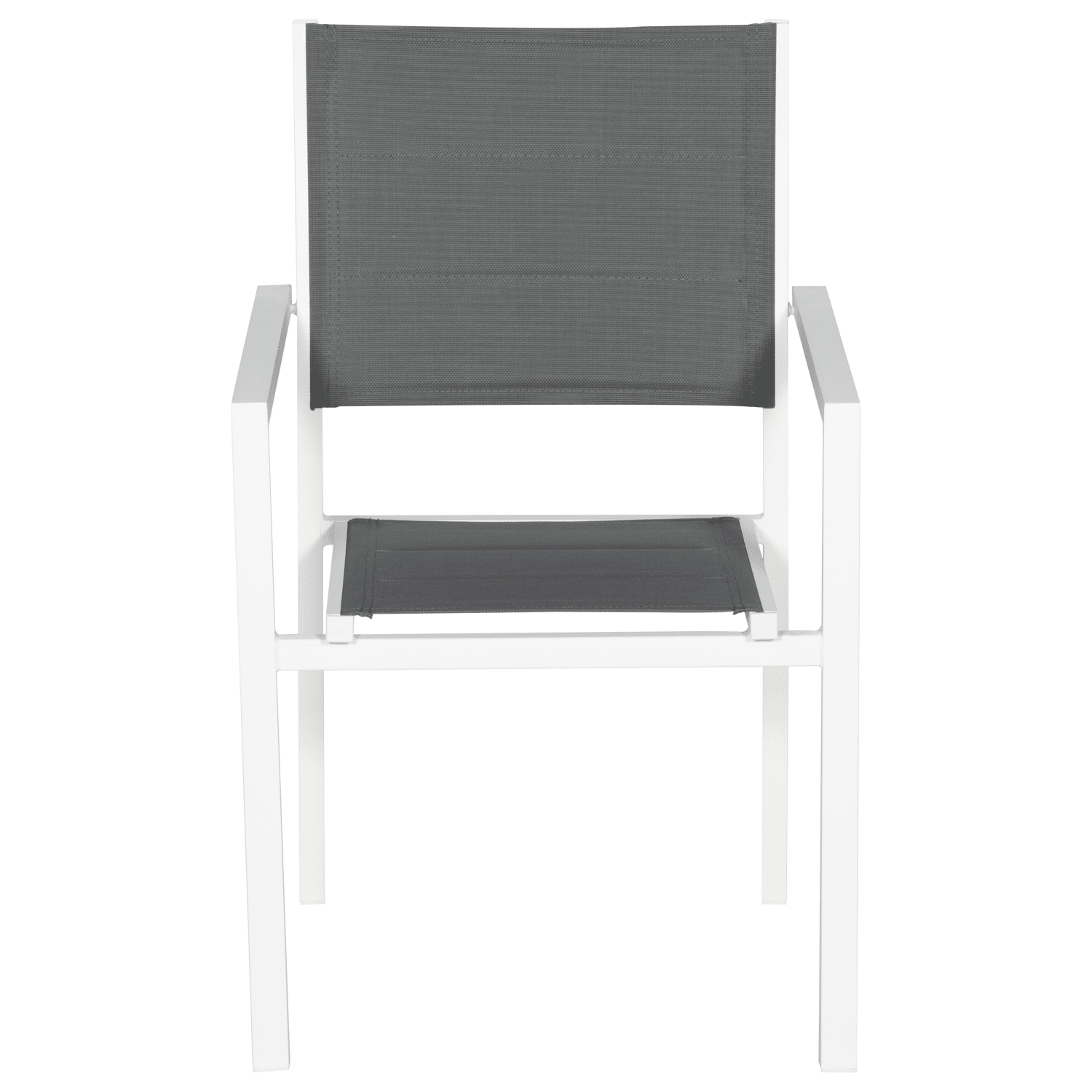 Lot de 8 chaises rembourrées en aluminium blanc - textilène gris