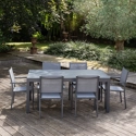 Conjunto de jardín extensible VENEZIA 180/300 en textileno gris 10 plazas - aluminio antracita