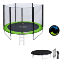 Premium Pack Trampolin 180cm wendbar grün / blau CAIRNS + Netz, Leiter, Plane und Verankerungsset