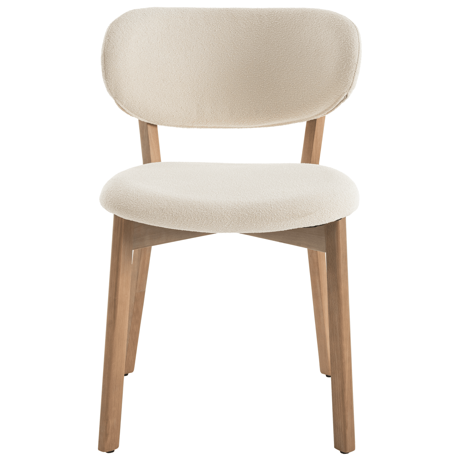 Lote de 2 sillas AURA de tela de lazo beige y madera clara