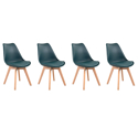 Conjunto de 4 cadeiras escandinavas azuis NORA com almofada