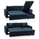 Ecksofa, umwandelbar, CLARK, 3-Sitzer, blau