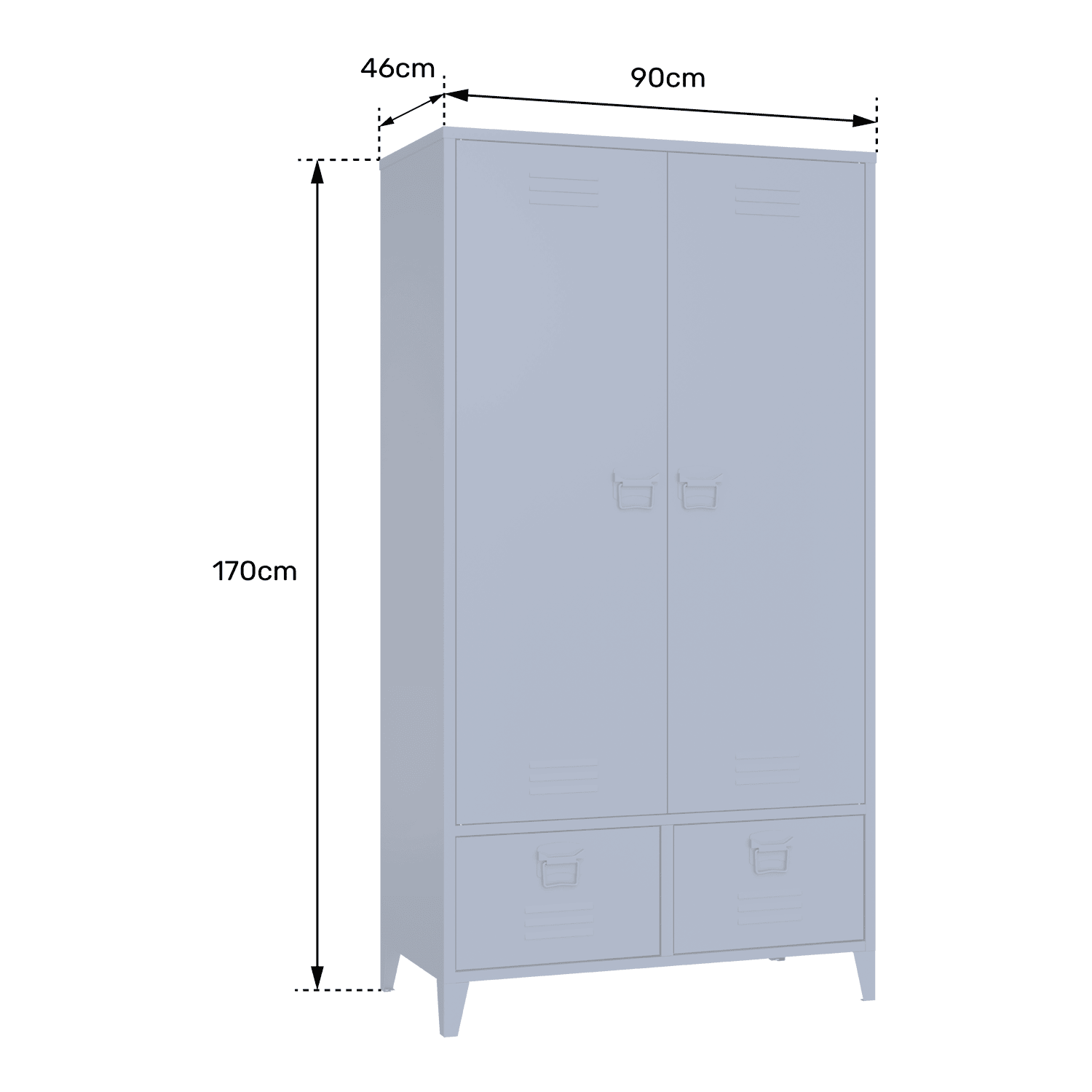 Armoire en métal 2 portes avec penderie bleu gris