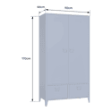 Armoire en métal 2 portes avec penderie bleu gris