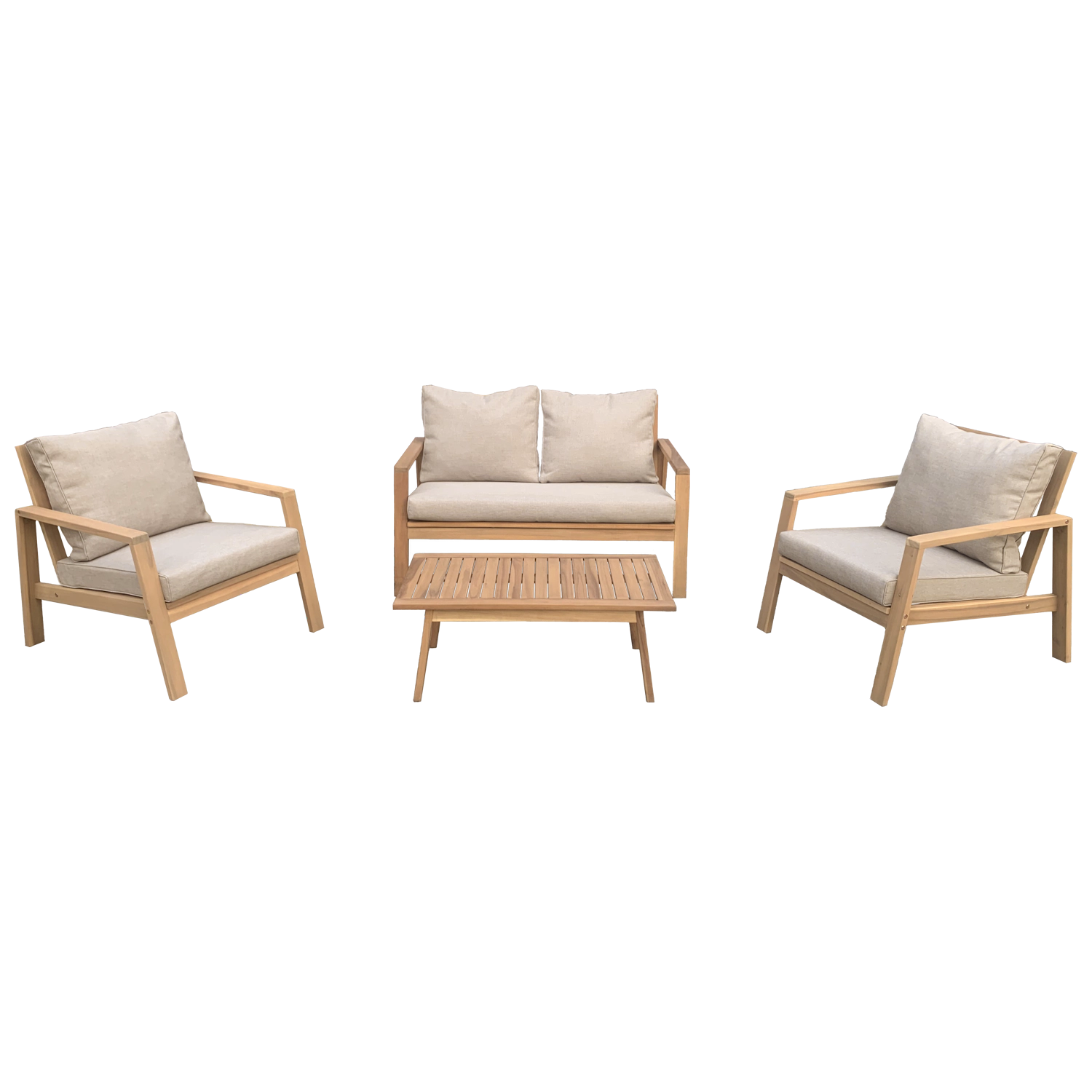 Gartenmöbel aus Akazienholz 4-Sitzer GILI - Kissen Sand