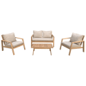 Set di mobili da giardino in acacia GILI 4 posti - cuscini sabbia