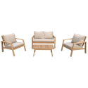 Conjunto de muebles de jardín de acacia GILI 4 plazas - cojines arena