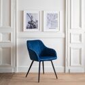 Chaise en velours BERTILLE bleue