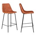Pack de 2 taburetes de bar vintage LUCIEN naranja cognac Altura del asiento 65cm