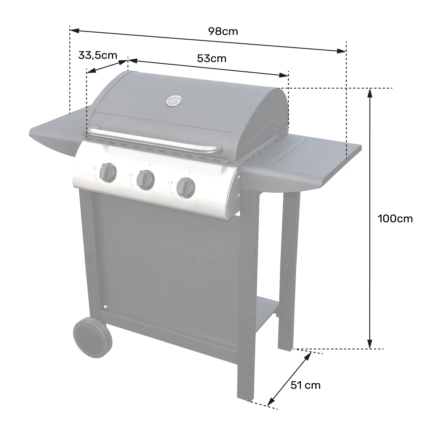 Barbecue au gaz - 3 brûleurs 8,4kW