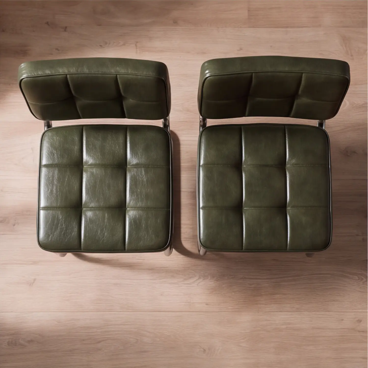 Lot de 2 chaises cantilever en simili vert kaki