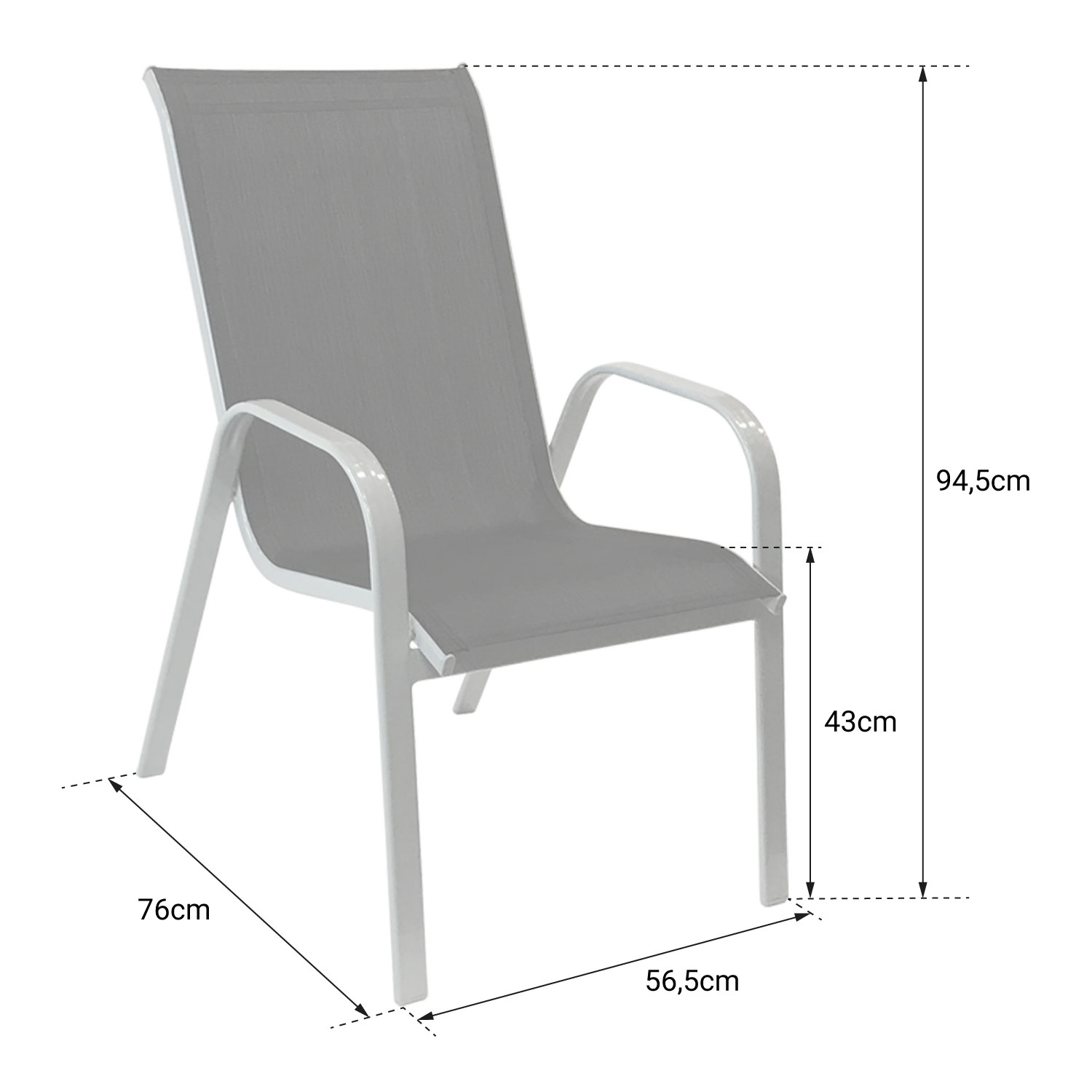 Lot de 8 chaises MARBELLA en textilène gris - aluminium gris anthracite