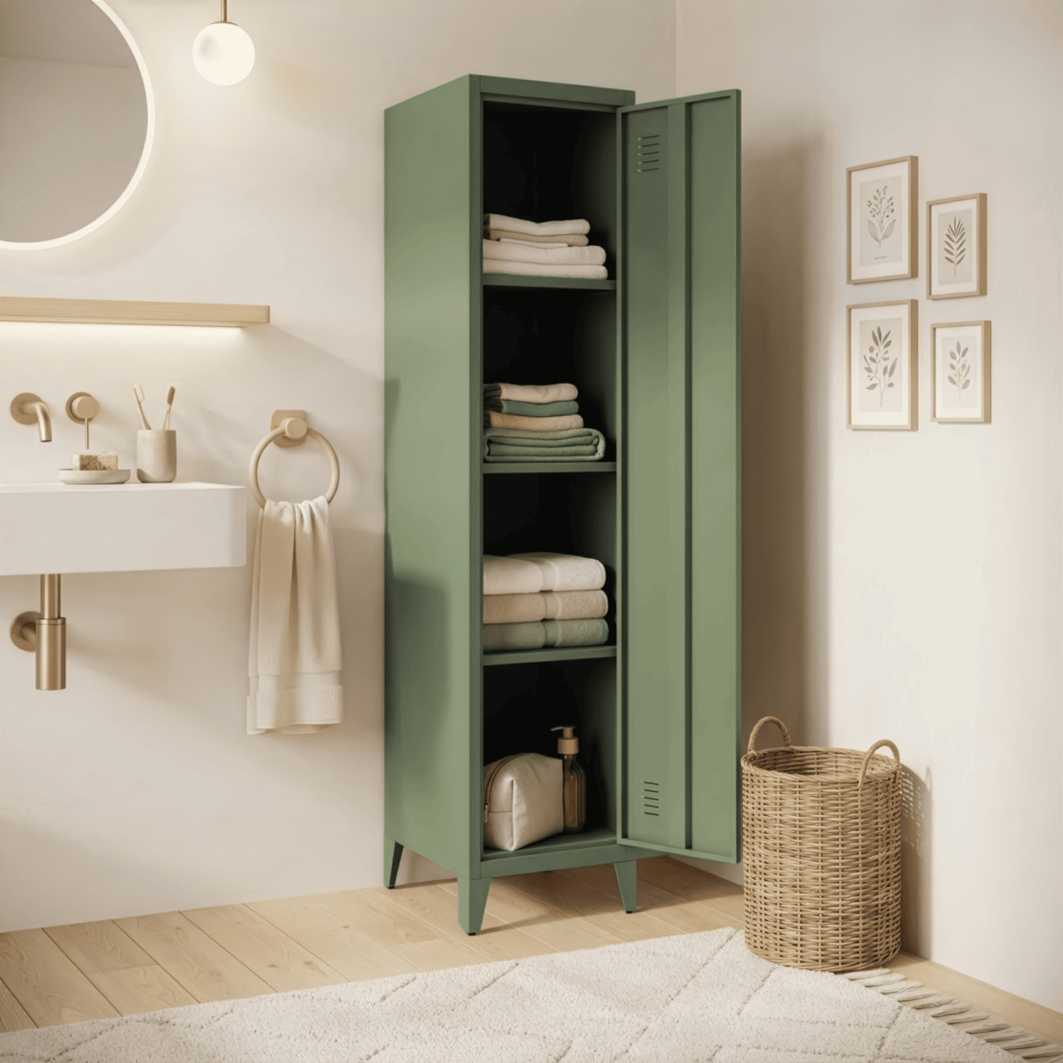 Armoire en métal 1 porte vert kaki