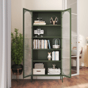 Armoire en métal vert kaki et verre 180cm YASMINE