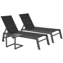 Set van 2 BARBADOS ligstoelen en bijzettafel van zwart textilene - aluminium antracietgrijs