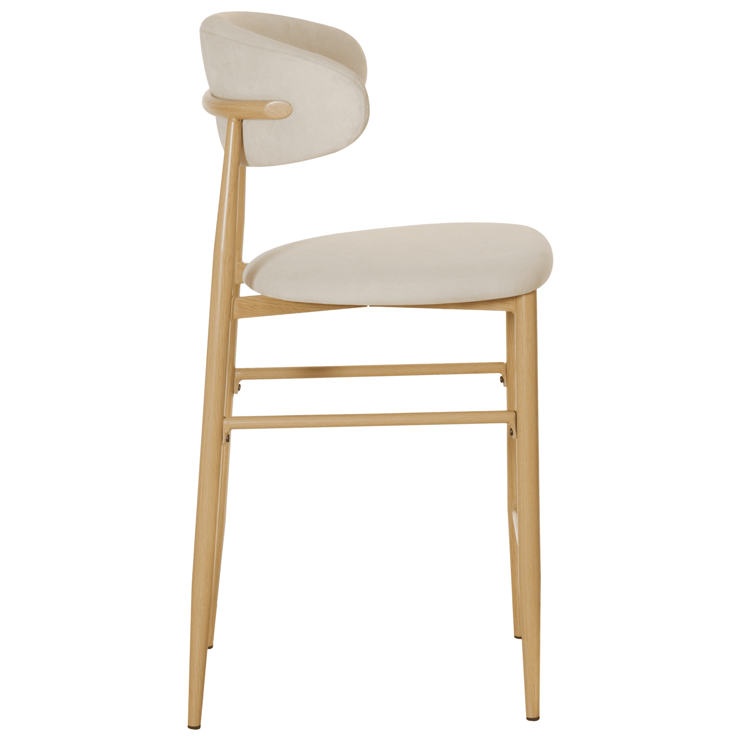 Lot de 2 tabourets de bar beige et métal effet bois clair SIMON