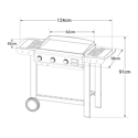 Cook'in Garden - Geëmailleerde gietijzeren gas bakplaat op trolley - 3 branders 7,5kW