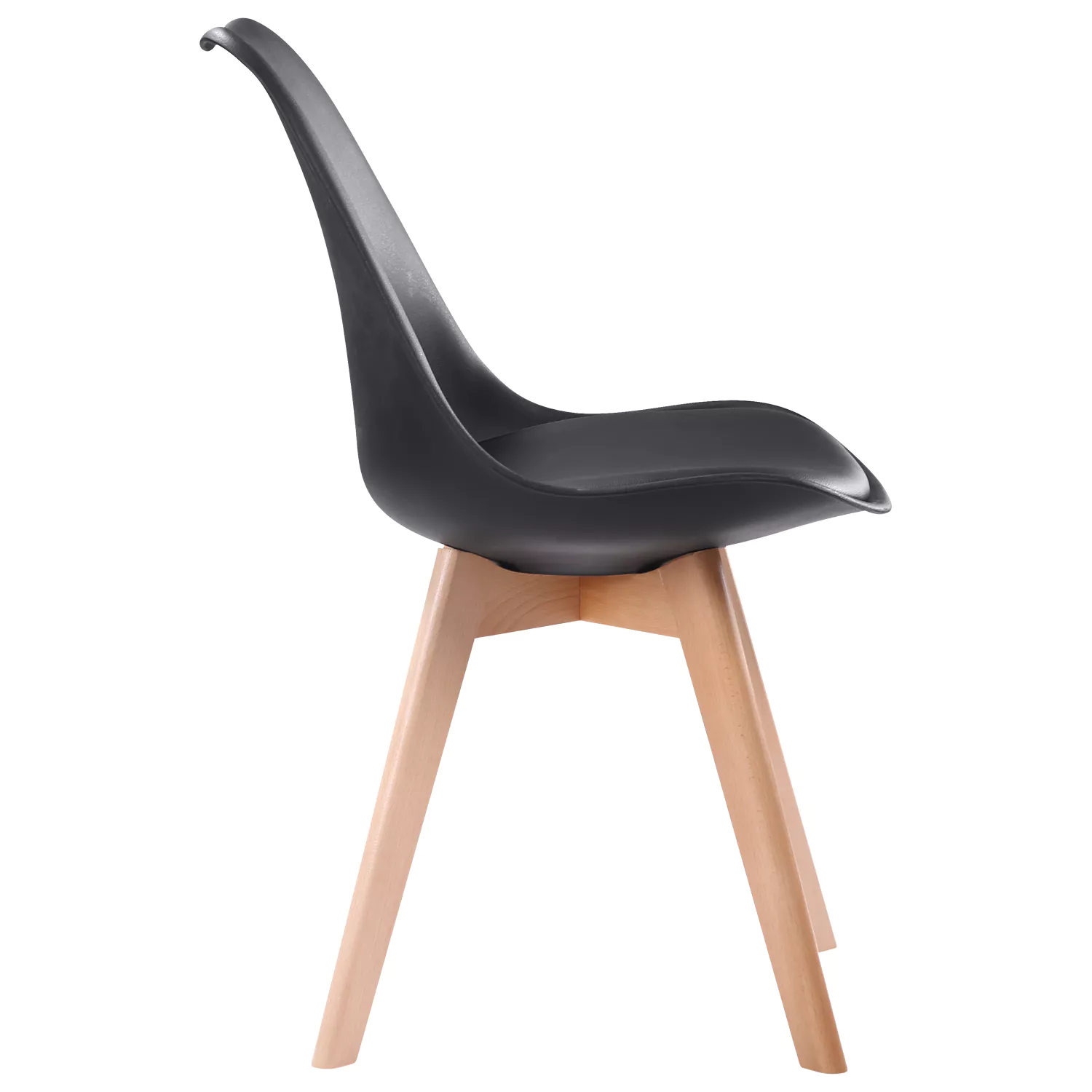 Set van 4 zwarte NORA Scandinavische stoelen met kussen