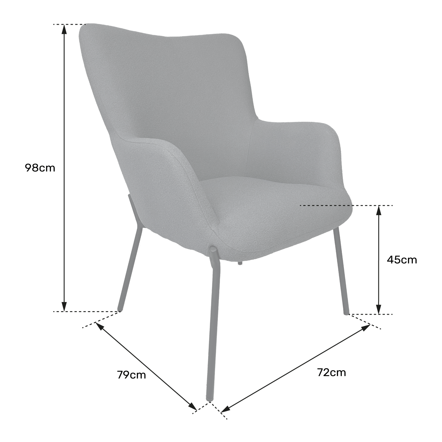 Fauteuil en tissu boucle gris EIRA