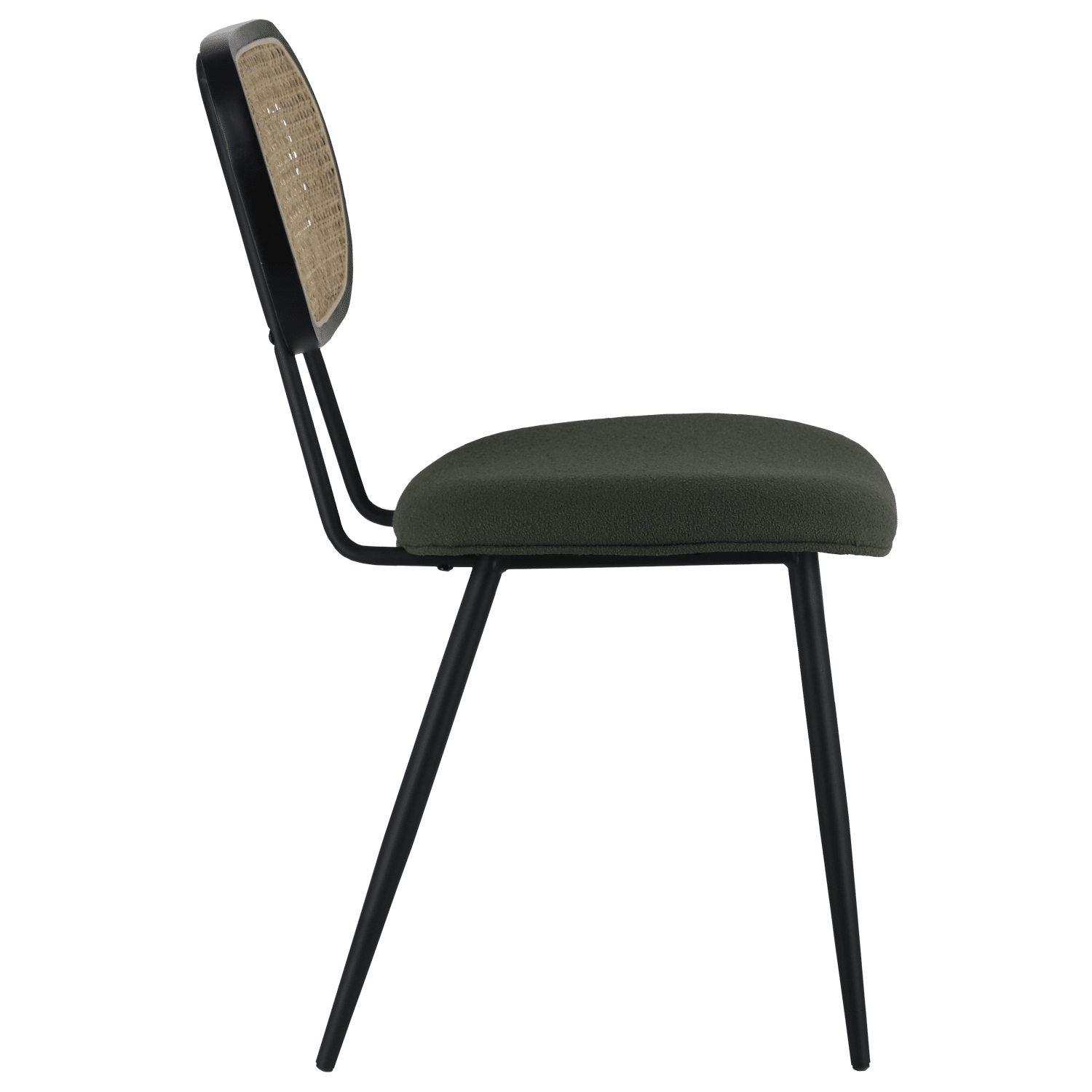 Lot de 2 chaises en cannage et tissu boucle vert kaki ELENA