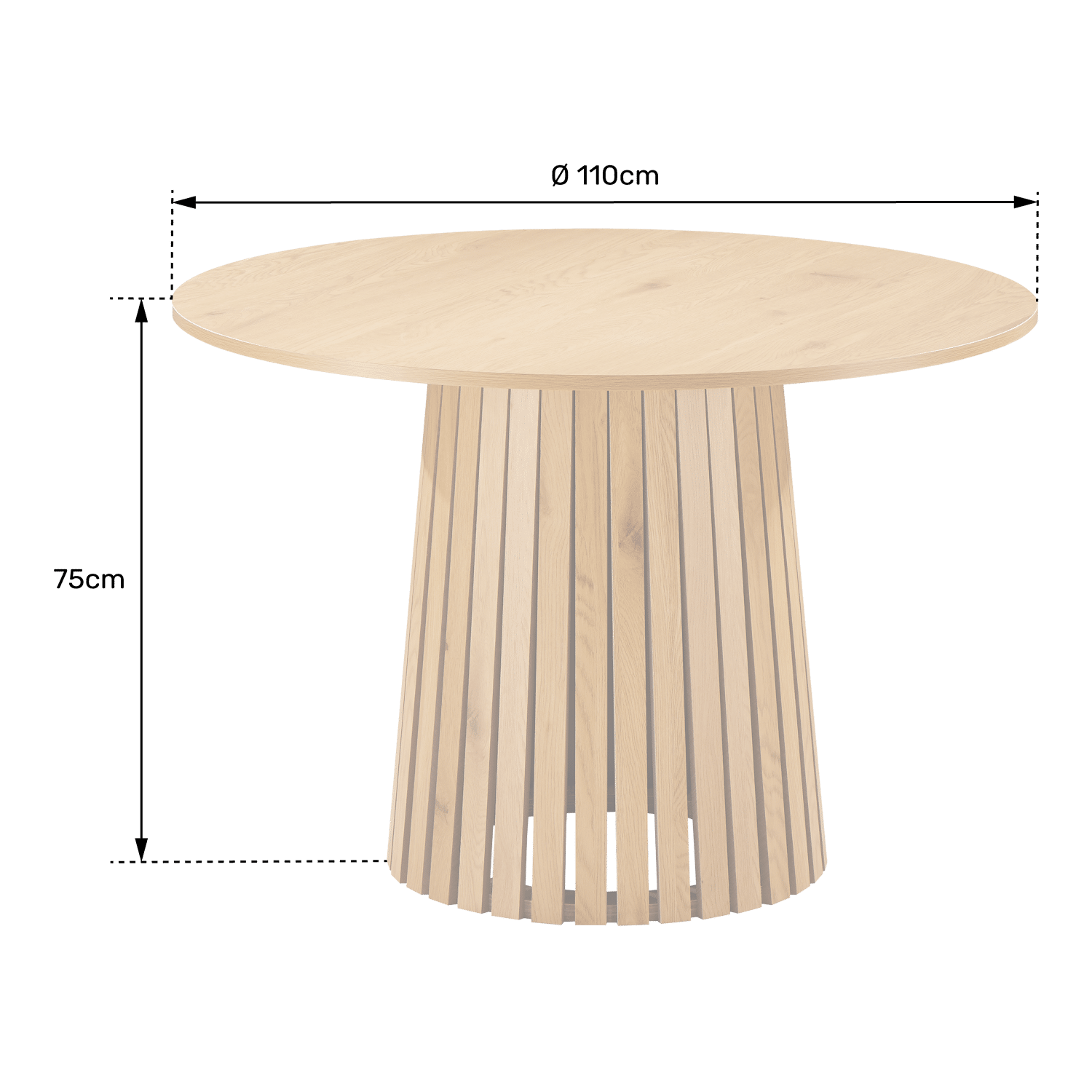 LIV Mesa de jantar redonda de 110 cm de estilo escandinavo