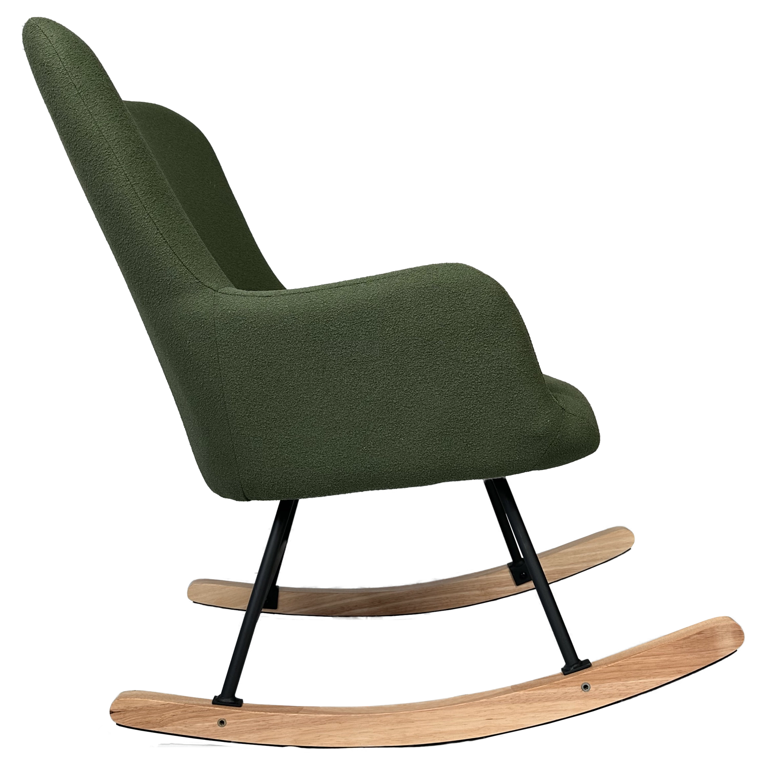 Fauteuil à bascule en tissu boucle vert kaki KAIRA