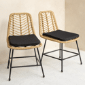 Lot de 2 chaises en rotin synthétique avec coussins OKA