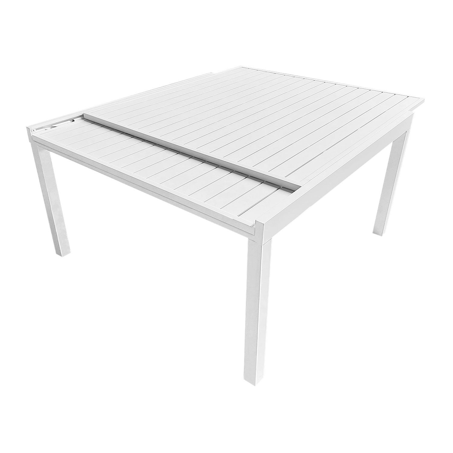 Conjunto de jardín extensible VENEZIA 140/200 en textileno gris 10 plazas - aluminio blanco