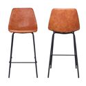 Pack de 2 taburetes de bar vintage LUCIEN naranja cognac Altura del asiento 65cm