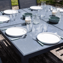 Salon de jardin CAGLIARI en textilène gris 8 places - aluminium anthracite