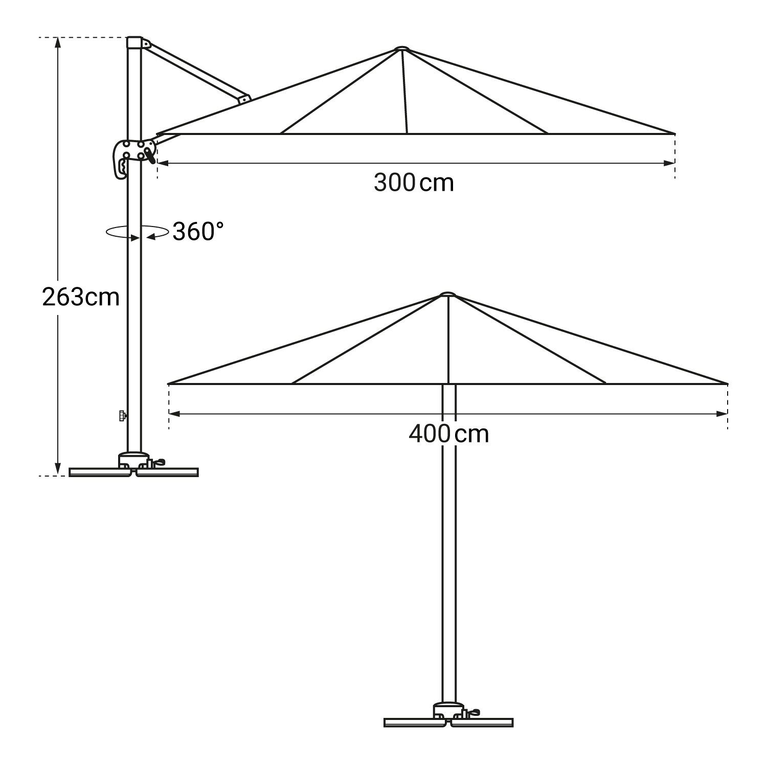 Parasol déporté MOLOKAI rectangulaire 3x4m taupe