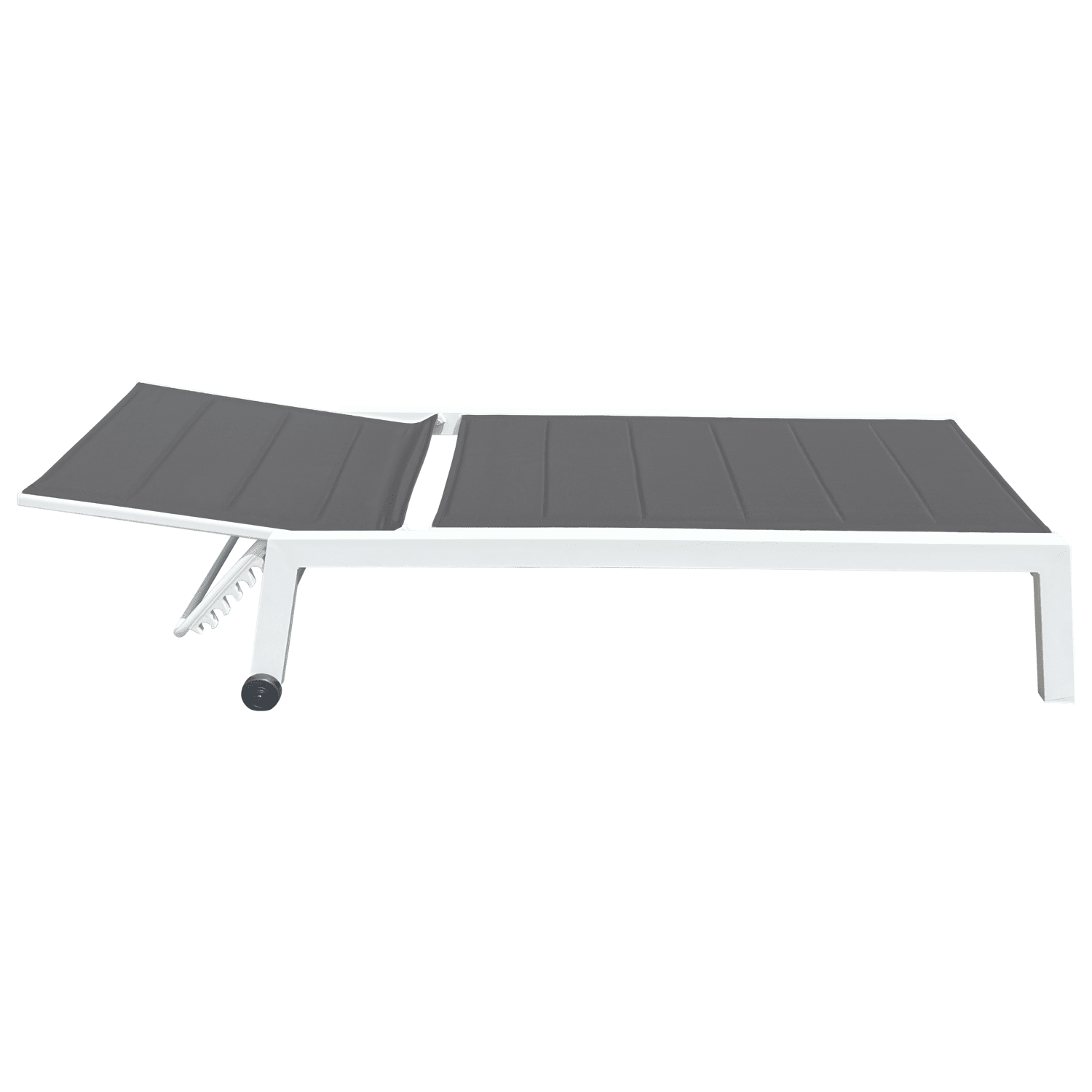 Set bain de soleil et table d'appoint en textilène gris - aluminium blanc