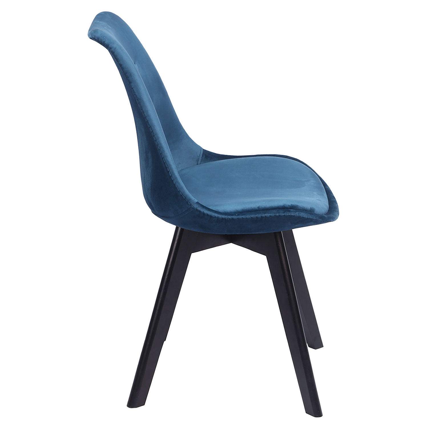 Set di 4 sedie NORA in velluto blu con cuscino