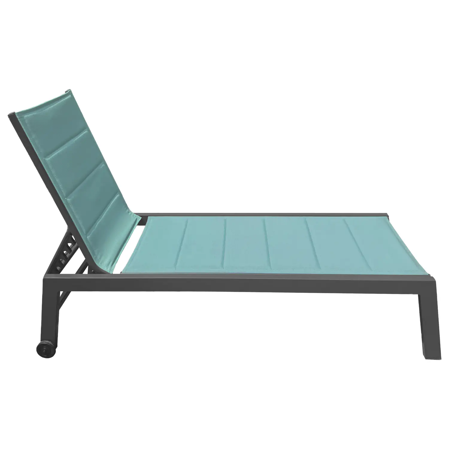 Bain de soleil en textilène vert d'eau - aluminium anthracite
