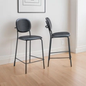 Lot de 2 tabourets de bar en simili noir EDMOND