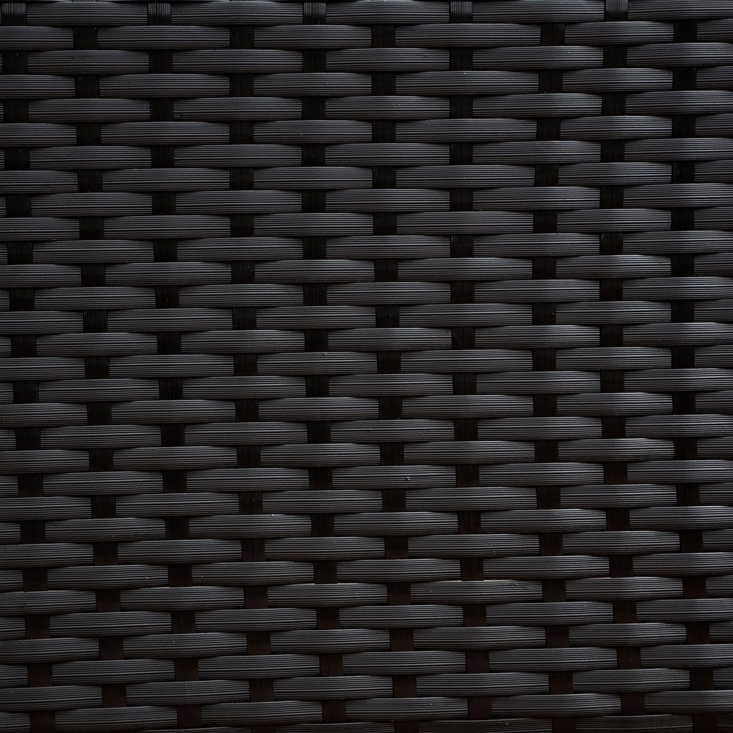 CORFOU tuinset in zwart gevlochten kunststof 4 zitplaatsen - grijze kussens