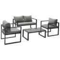 IBIZA mobiliário de jardim em tecido cinzento 4 lugares - antracite de alumínio