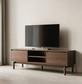 Meuble TV en bois foncé 160cm