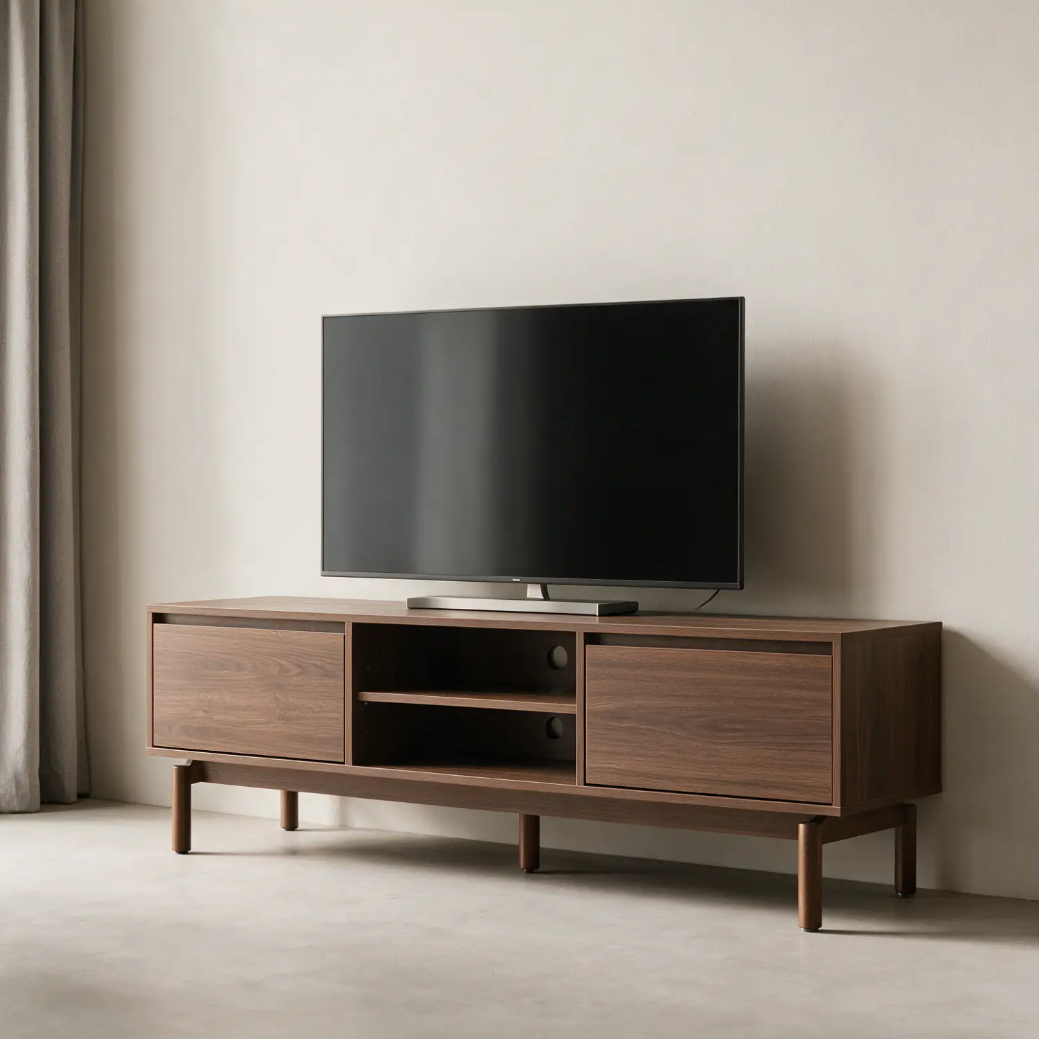 Mueble TV en madera oscura 160cm