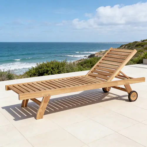 Bain de soleil droit en teck